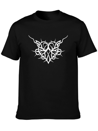 Black T-Shirt with White Tribal Graphic