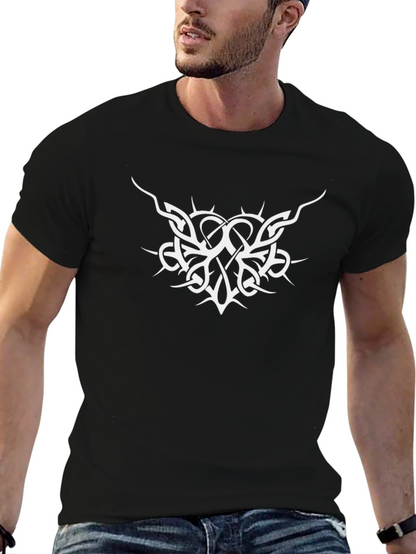 Black T-Shirt with White Tribal Graphic