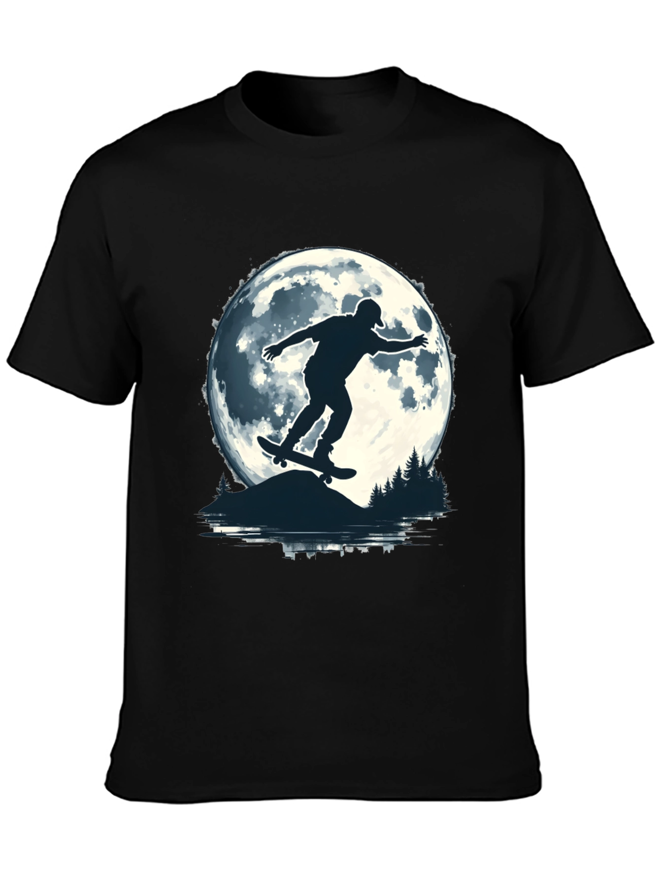 Skater Moon Graphic Tee - Black Cotton