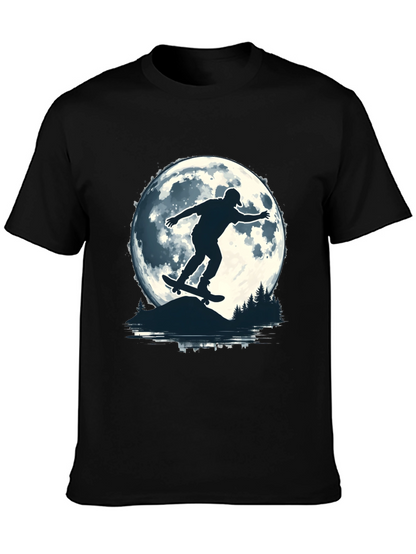 Skater Moon Graphic Tee - Black Cotton