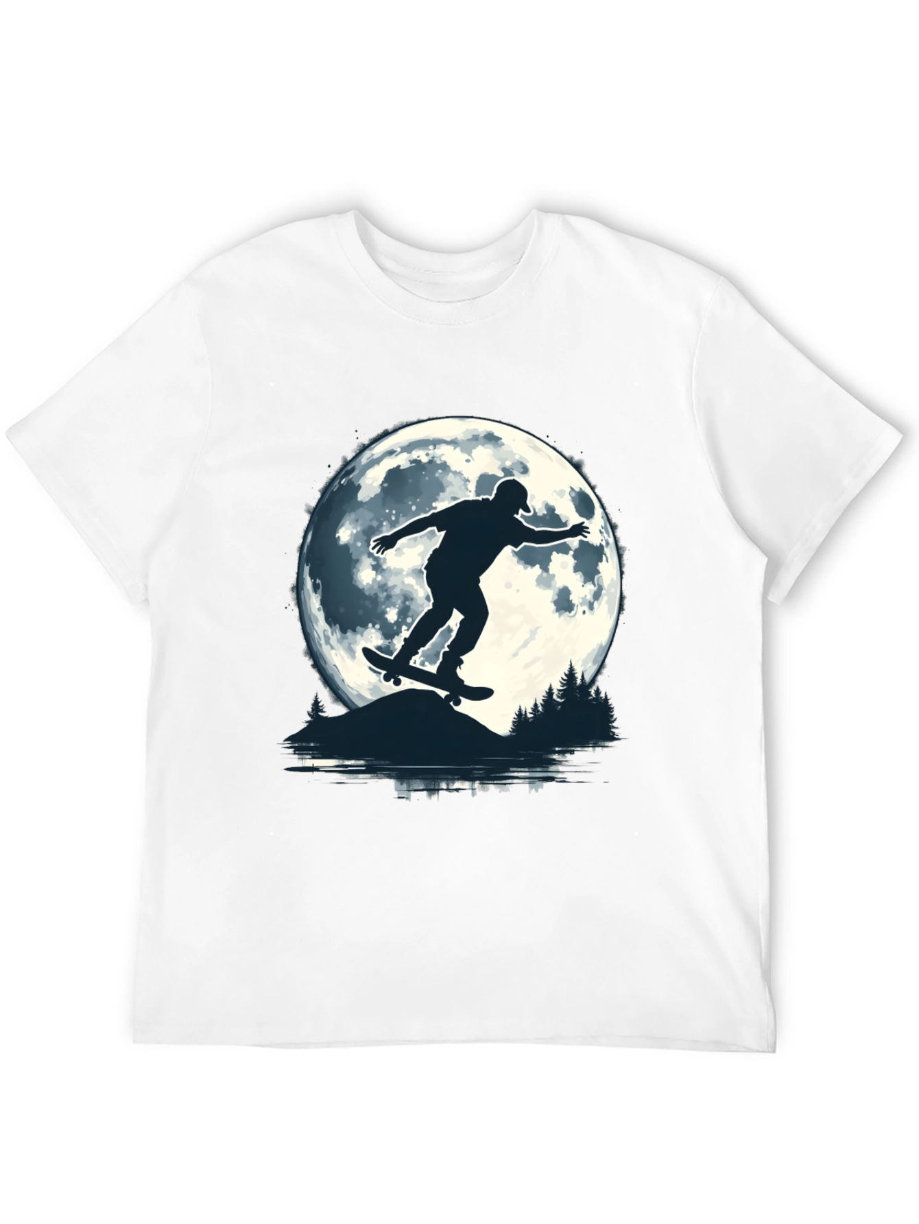 Skater Moon Graphic Tee - Black Cotton