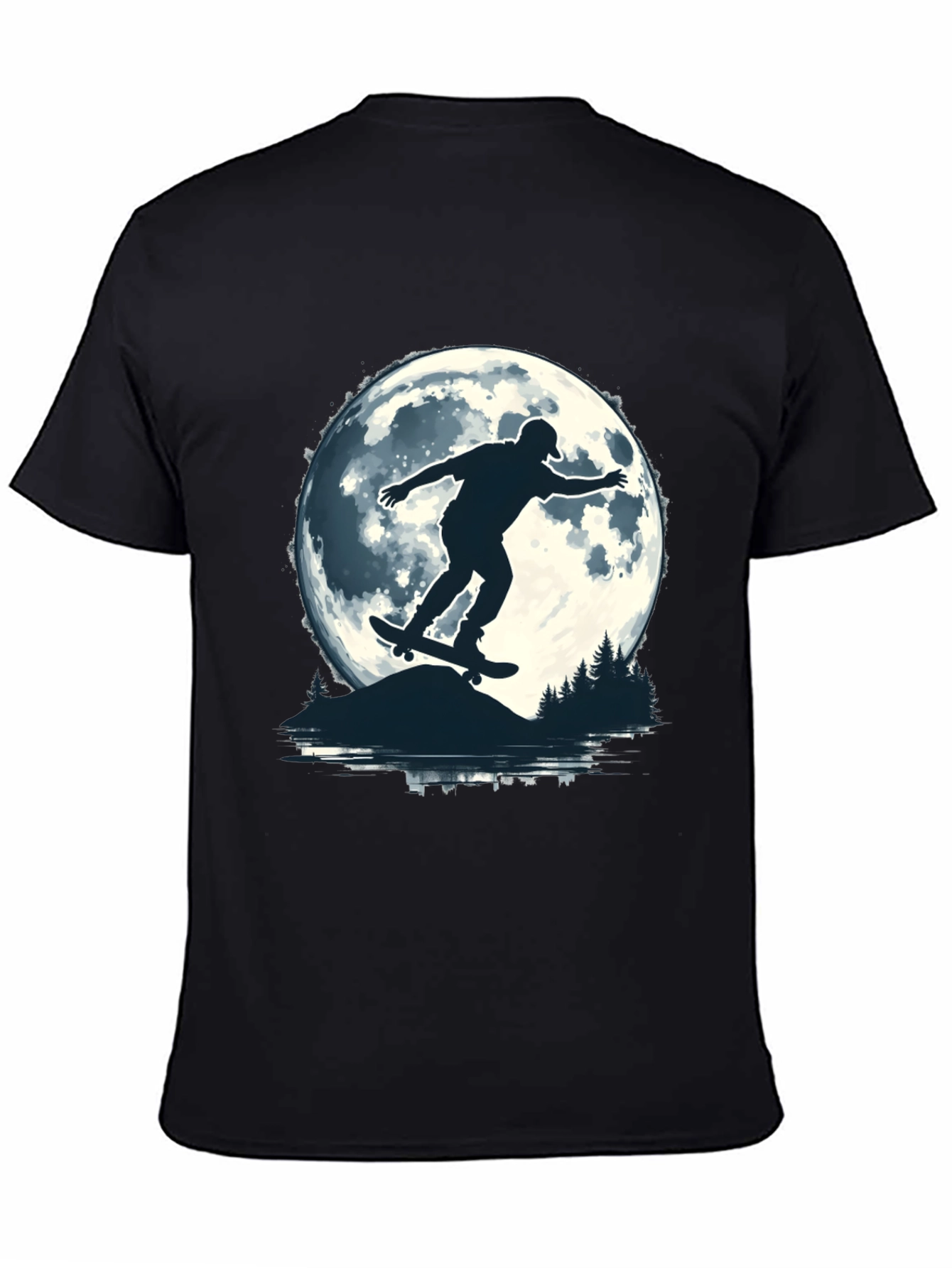Skater Moon Graphic Tee - Black Cotton