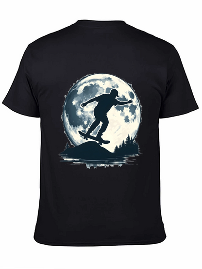 Skater Moon Graphic Tee - Black Cotton