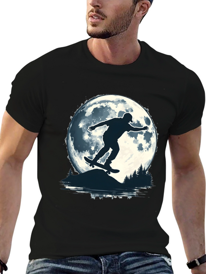 Skater Moon Graphic Tee - Black Cotton