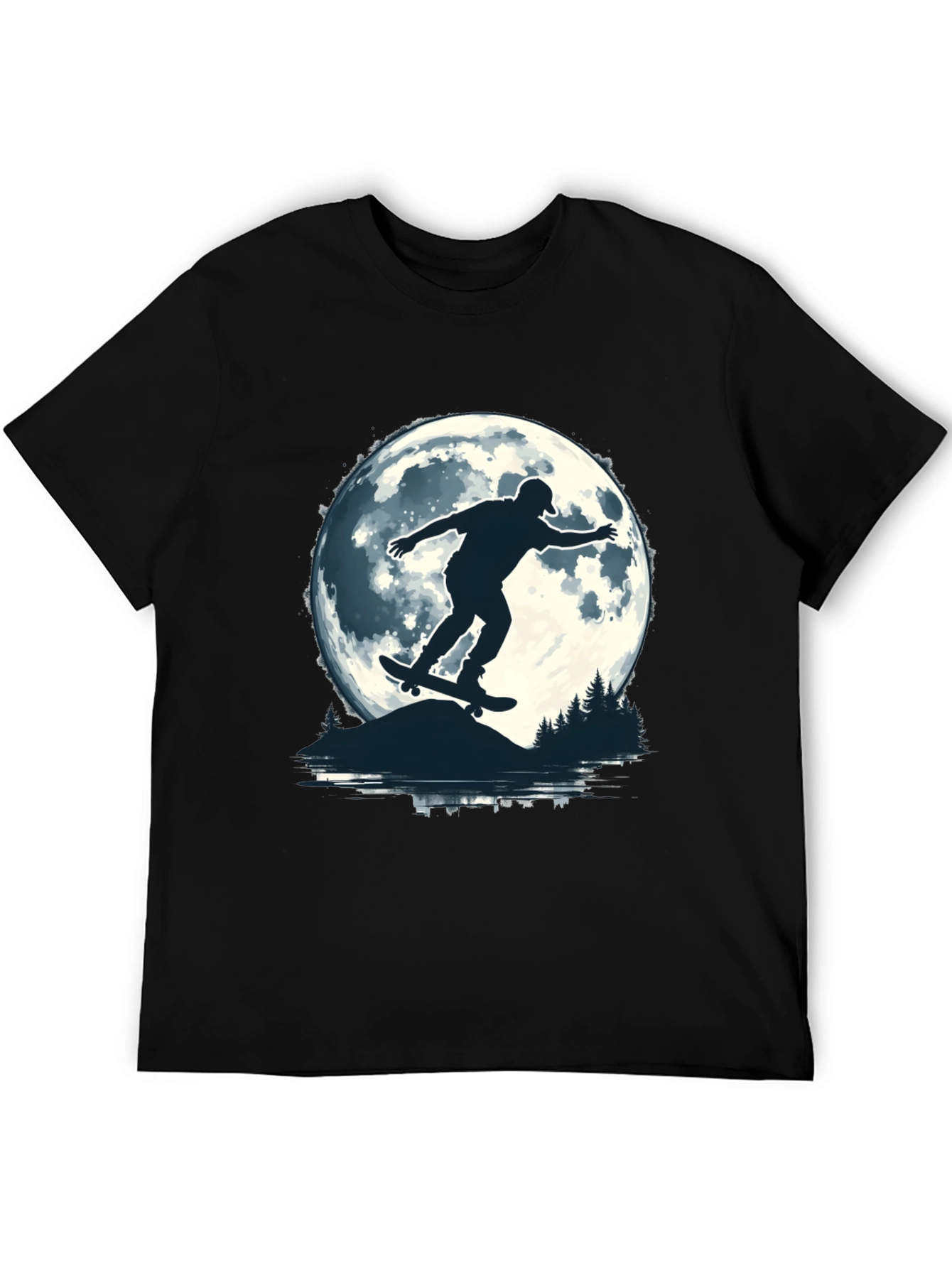 Skater Moon Graphic Tee - Black Cotton