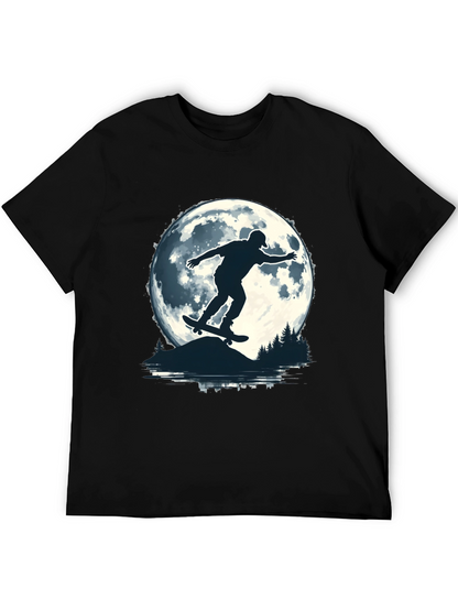 Skater Moon Graphic Tee - Black Cotton