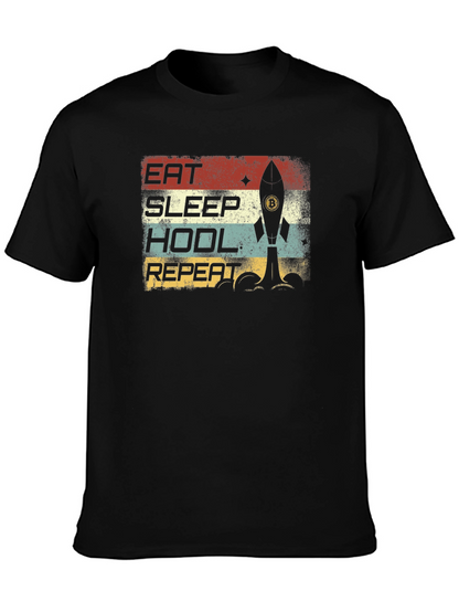 Eat Sleep HODL Repeat Bitcoin Rocket T-Shirt