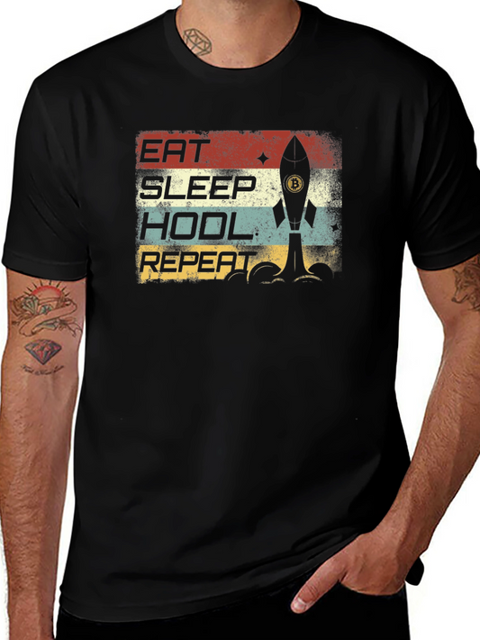 Eat Sleep HODL Repeat Bitcoin Rocket T-Shirt