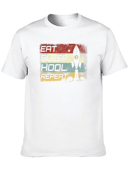Eat Sleep HODL Repeat Bitcoin Rocket T-Shirt