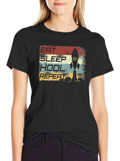 Eat Sleep HODL Repeat Bitcoin Rocket T-Shirt