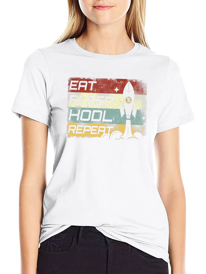Eat Sleep HODL Repeat Bitcoin Rocket T-Shirt