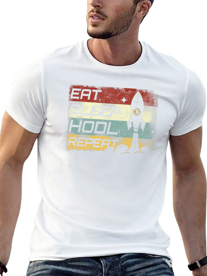 Eat Sleep HODL Repeat Bitcoin Rocket T-Shirt