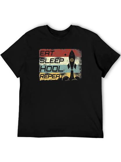 Eat Sleep HODL Repeat Bitcoin Rocket T-Shirt