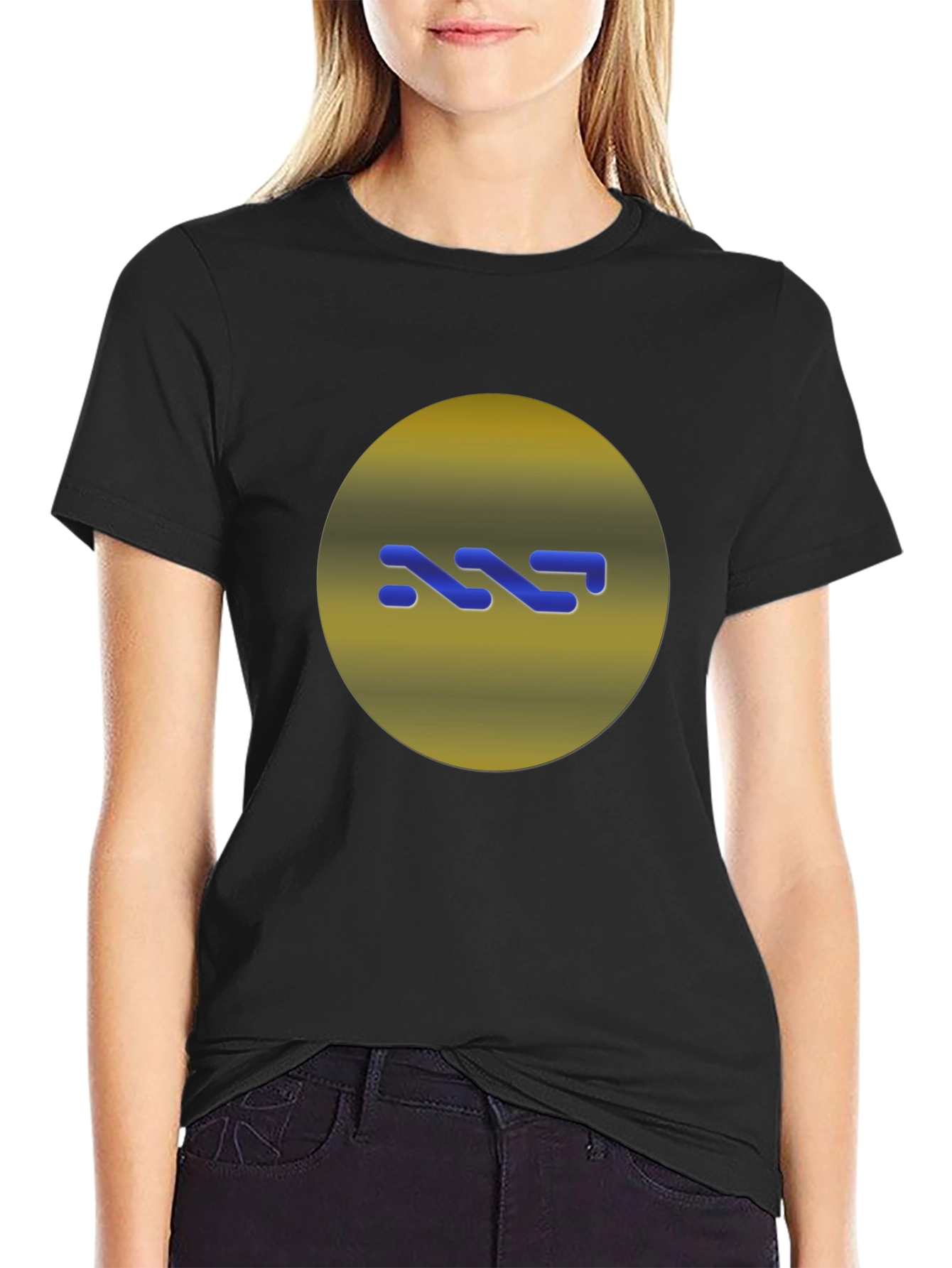 Modern Graphic Print Black T-Shirt