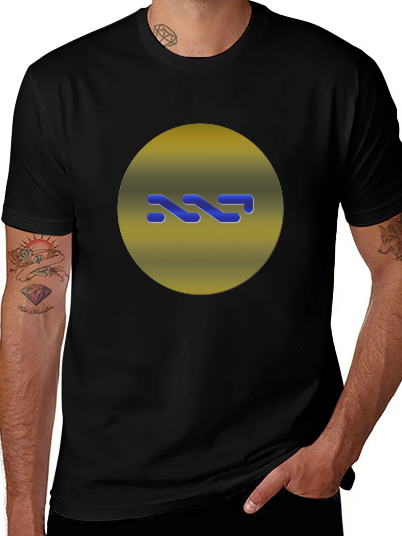 Modern Graphic Print Black T-Shirt