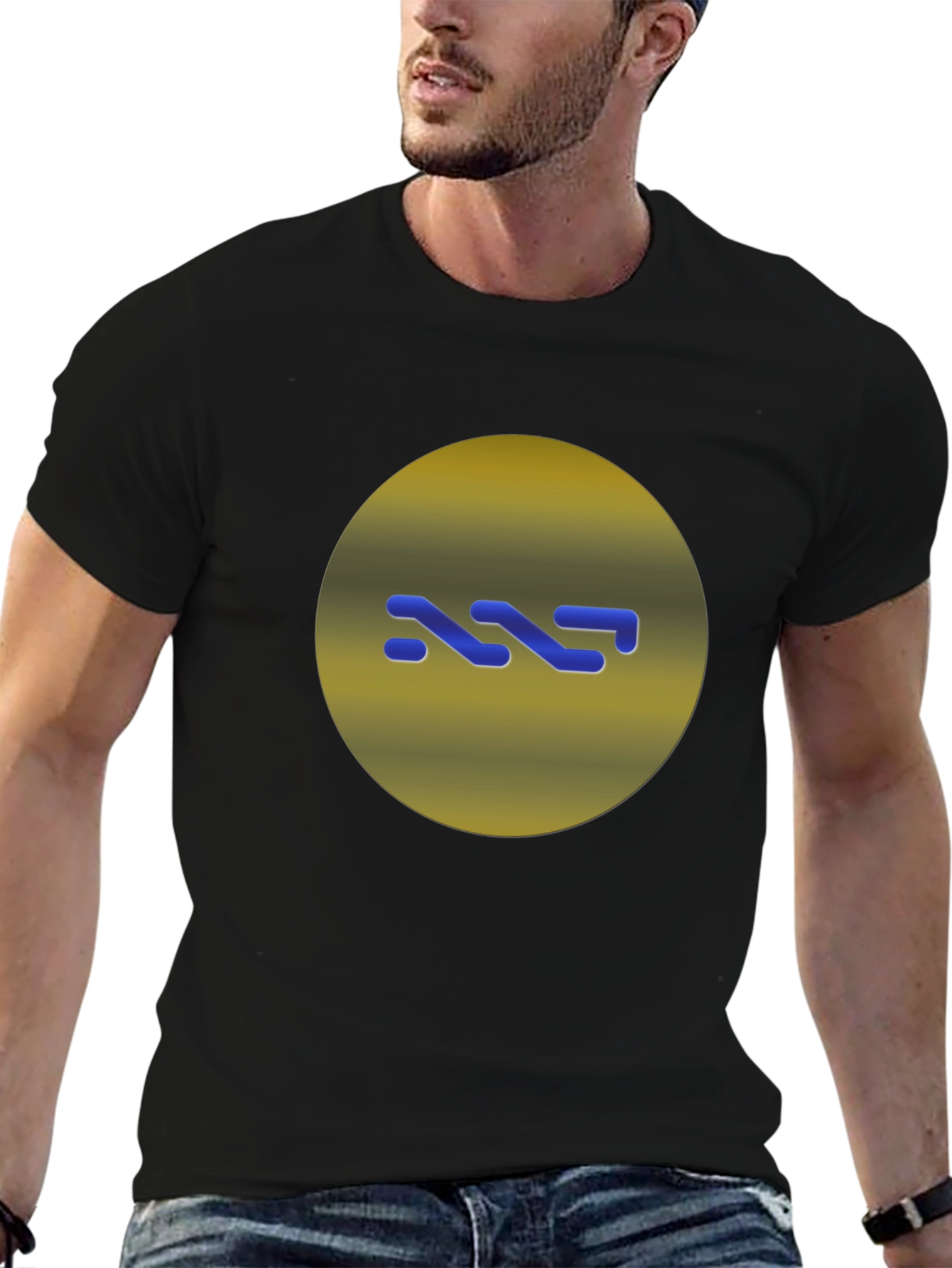 Modern Graphic Print Black T-Shirt