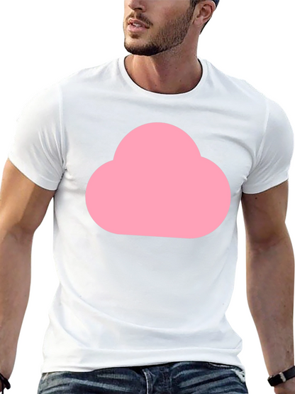 Pink Cloud Graphic Black T-Shirt