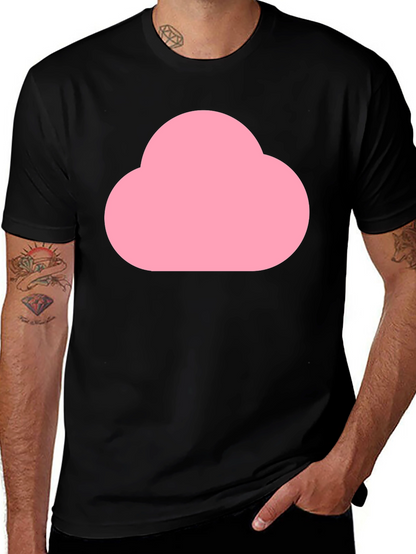 Pink Cloud Graphic Black T-Shirt