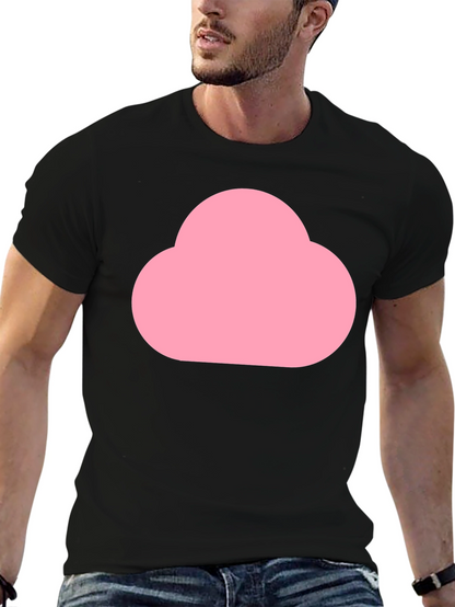 Pink Cloud Graphic Black T-Shirt