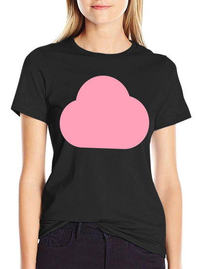 Pink Cloud Graphic Black T-Shirt