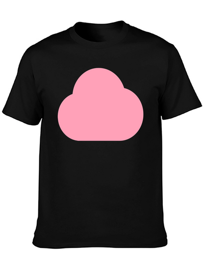 Pink Cloud Graphic Black T-Shirt