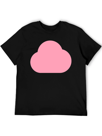 Pink Cloud Graphic Black T-Shirt
