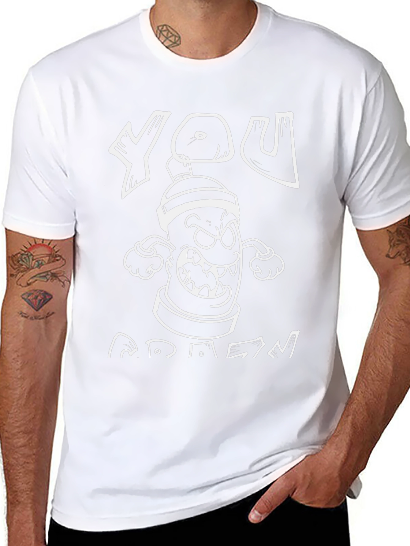 Graffiti Can Cartoon Graphic T-Shirt