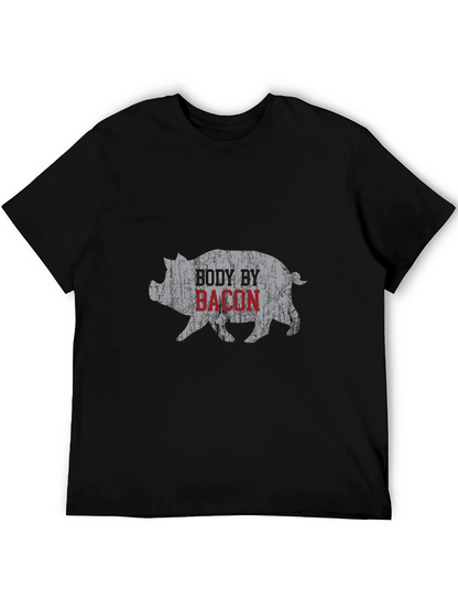 Body By Bacon Graphic Tee - Funny Pig T-Shirt