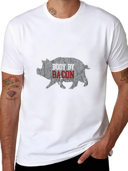 Body By Bacon Graphic Tee - Funny Pig T-Shirt