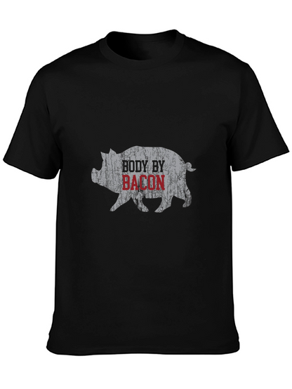 Body By Bacon Graphic Tee - Funny Pig T-Shirt