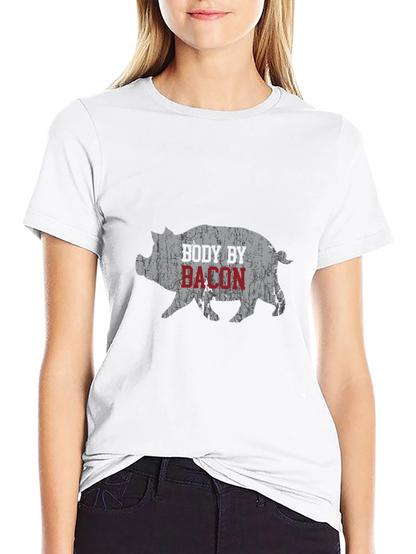 Body By Bacon Graphic Tee - Funny Pig T-Shirt