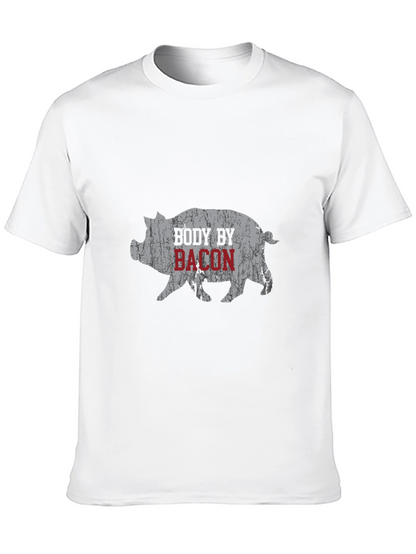 Body By Bacon Graphic Tee - Funny Pig T-Shirt