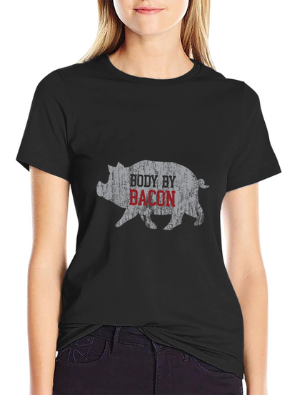 Body By Bacon Graphic Tee - Funny Pig T-Shirt
