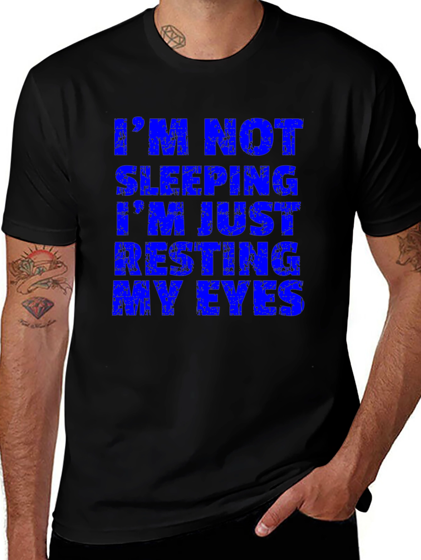 Funny Im Not Sleeping Mens Black T-Shirt