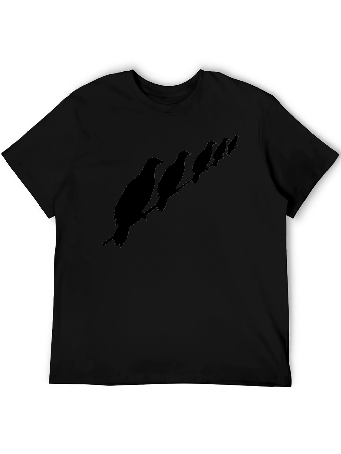 Birds on a Wire Mens T-Shirt - Black