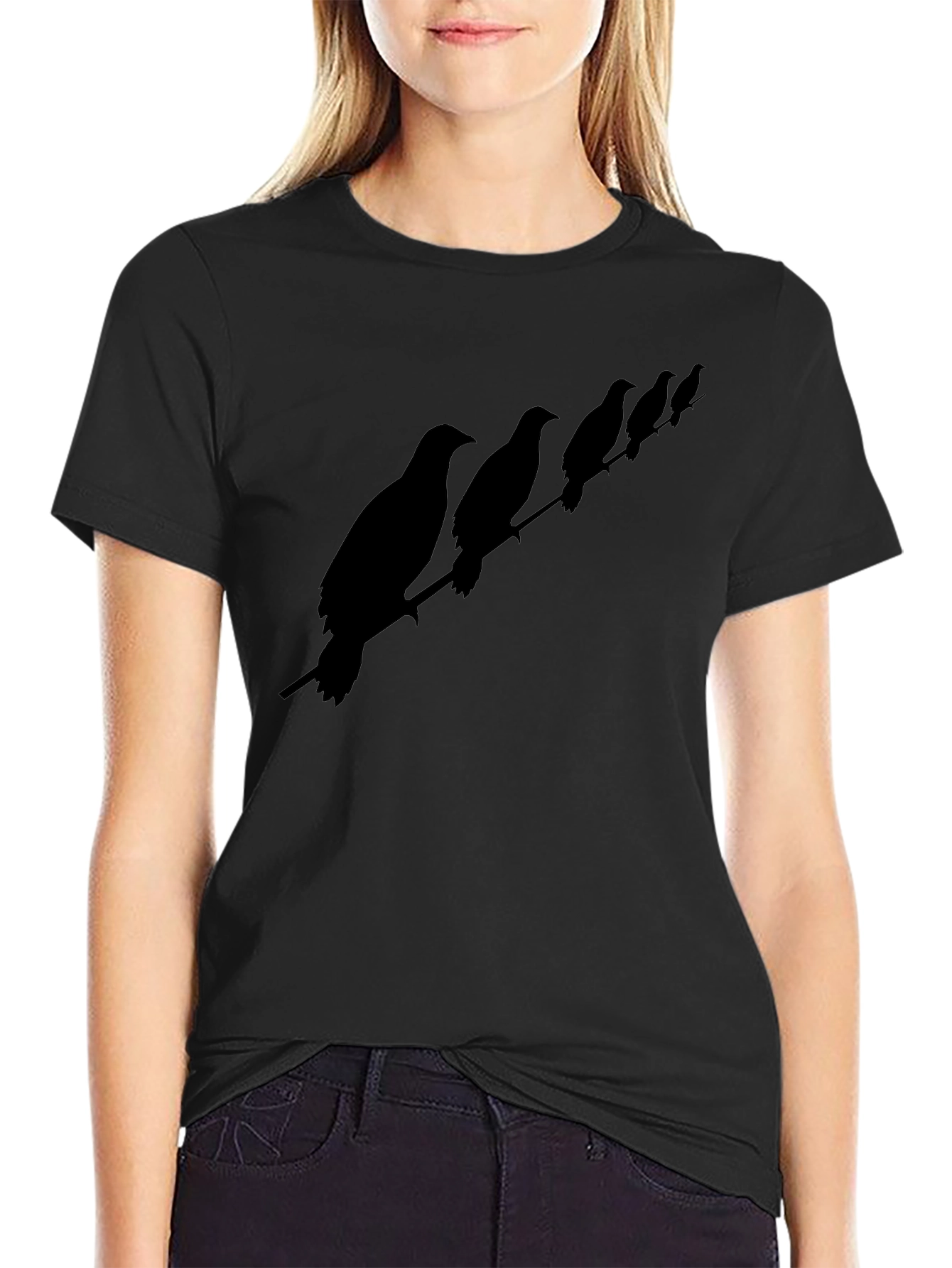 Birds on a Wire Mens T-Shirt - Black