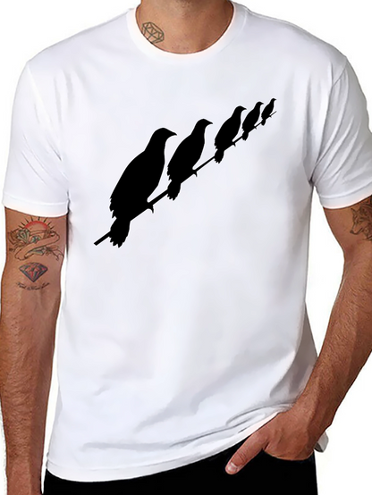 Birds on a Wire Mens T-Shirt - Black