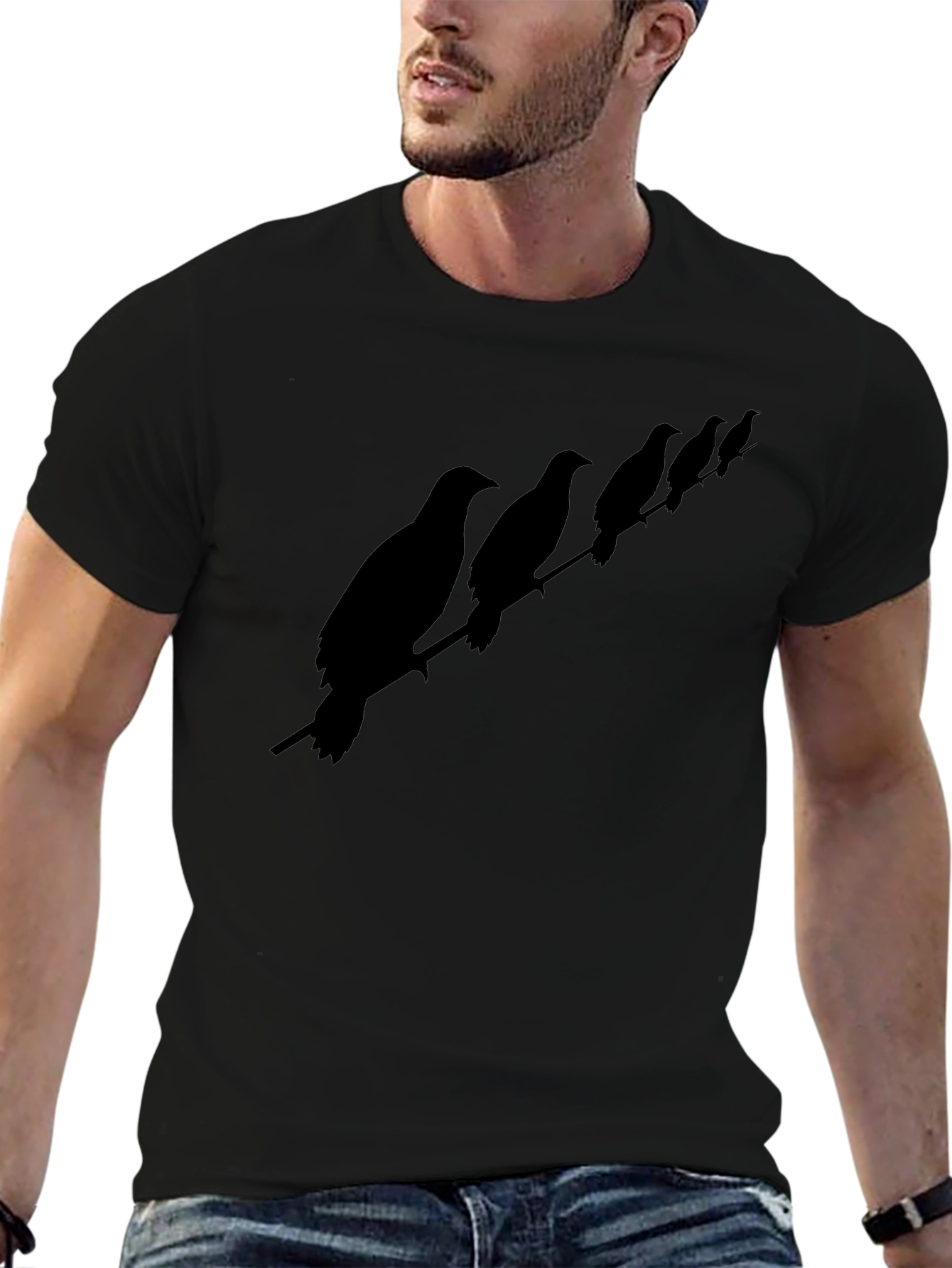 Birds on a Wire Mens T-Shirt - Black