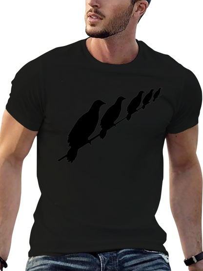 Birds on a Wire Mens T-Shirt - Black