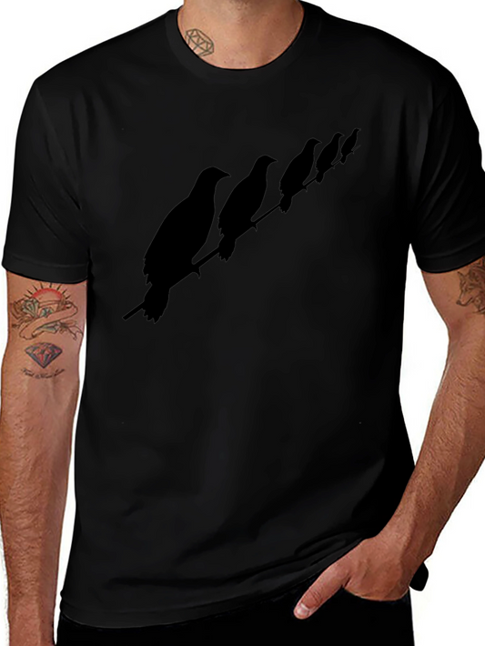 Birds on a Wire Mens T-Shirt - Black