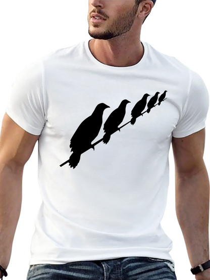 Birds on a Wire Mens T-Shirt - Black