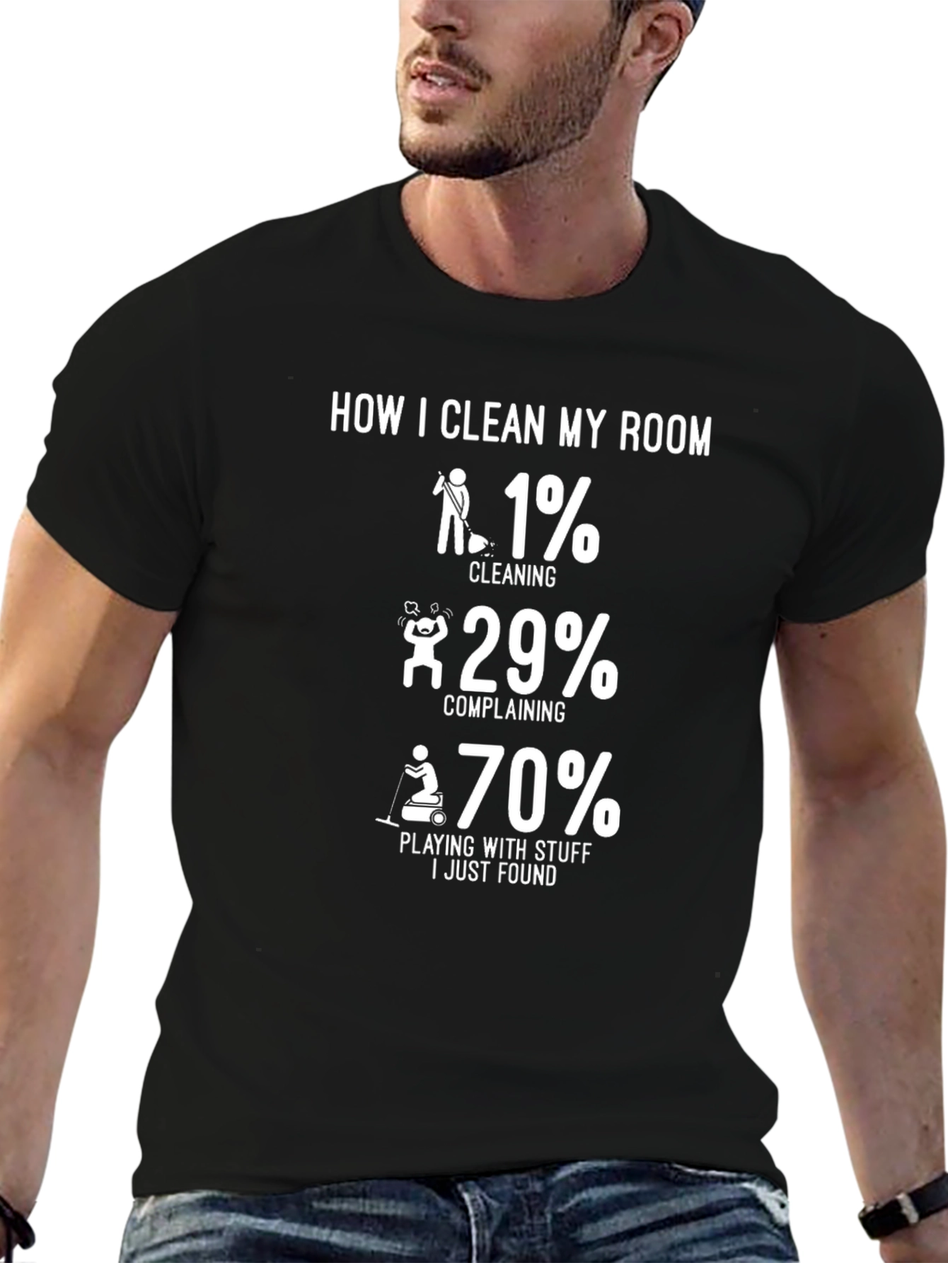 Humorous How I Clean My Room Graphic Tee