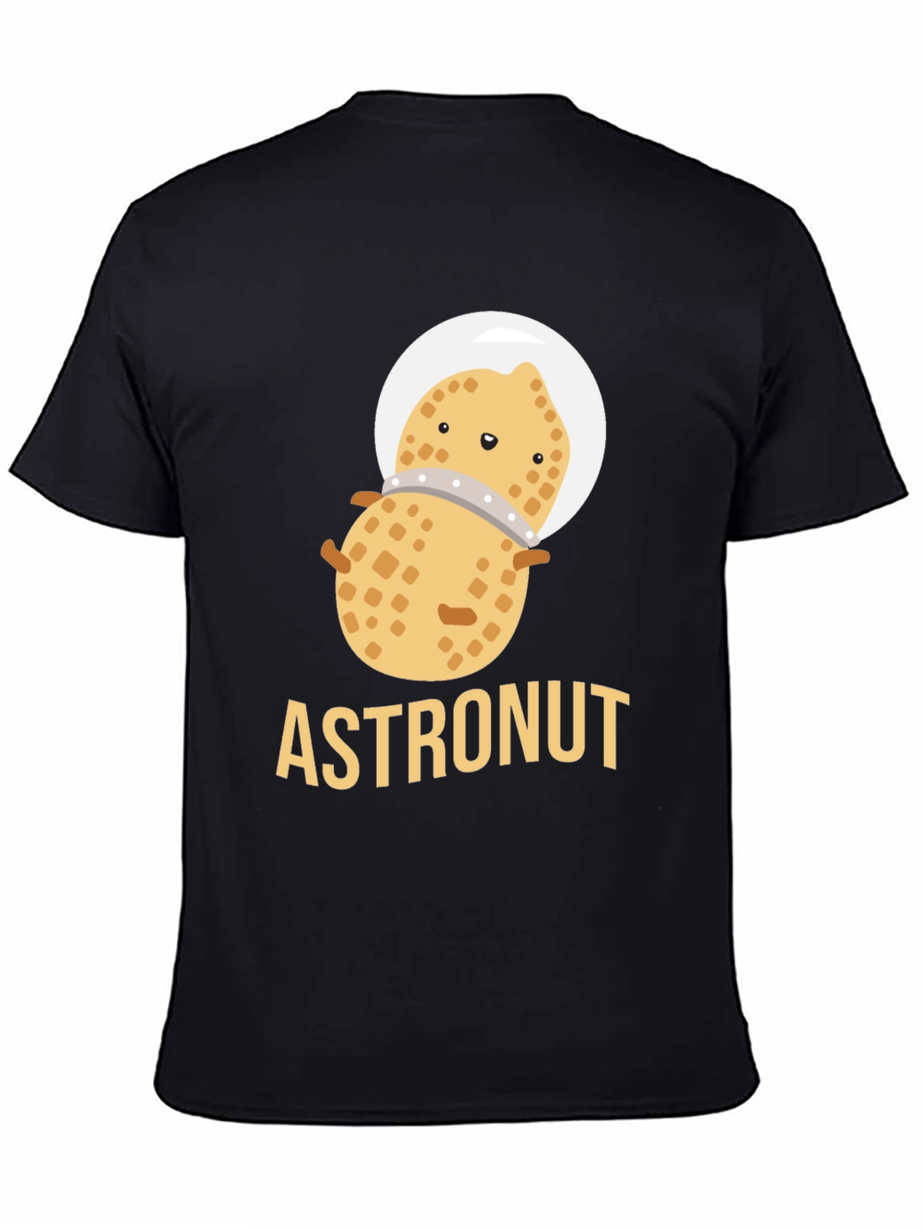 Astronaut Peanut Graphic T-Shirt - Black Cotton Tee