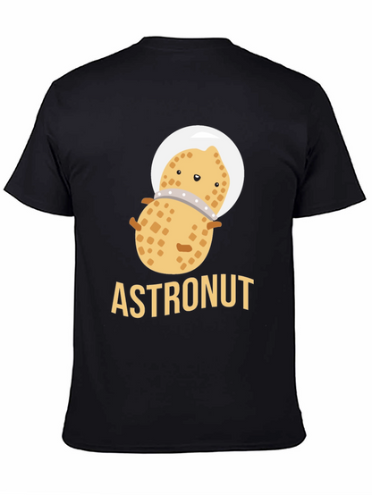 Astronaut Peanut Graphic T-Shirt - Black Cotton Tee