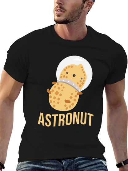 Astronaut Peanut Graphic T-Shirt - Black Cotton Tee