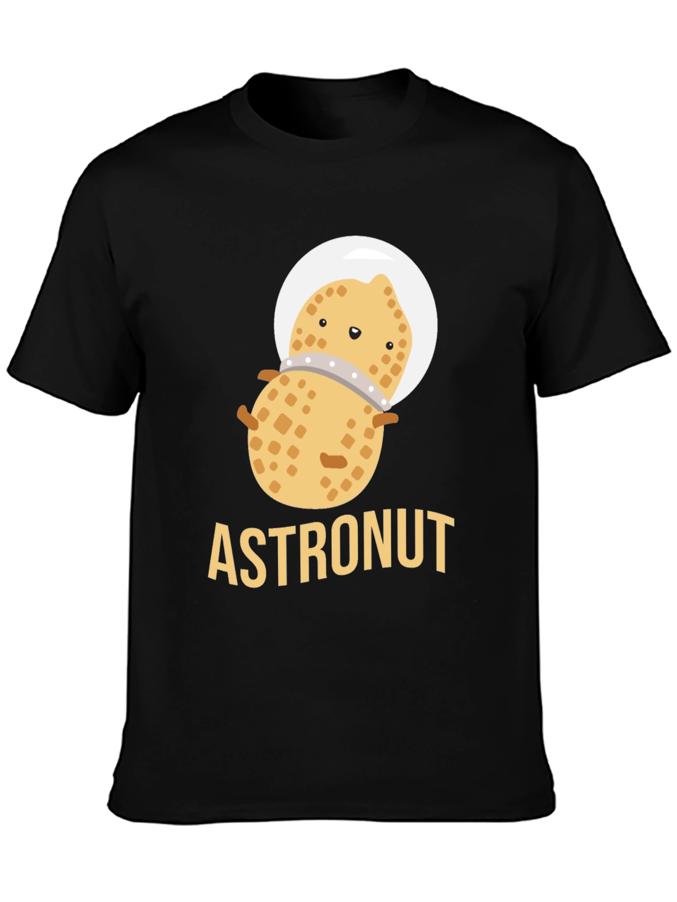 Astronaut Peanut Graphic T-Shirt - Black Cotton Tee