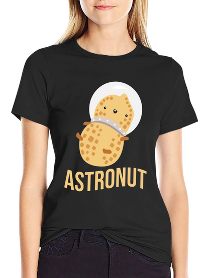 Astronaut Peanut Graphic T-Shirt - Black Cotton Tee