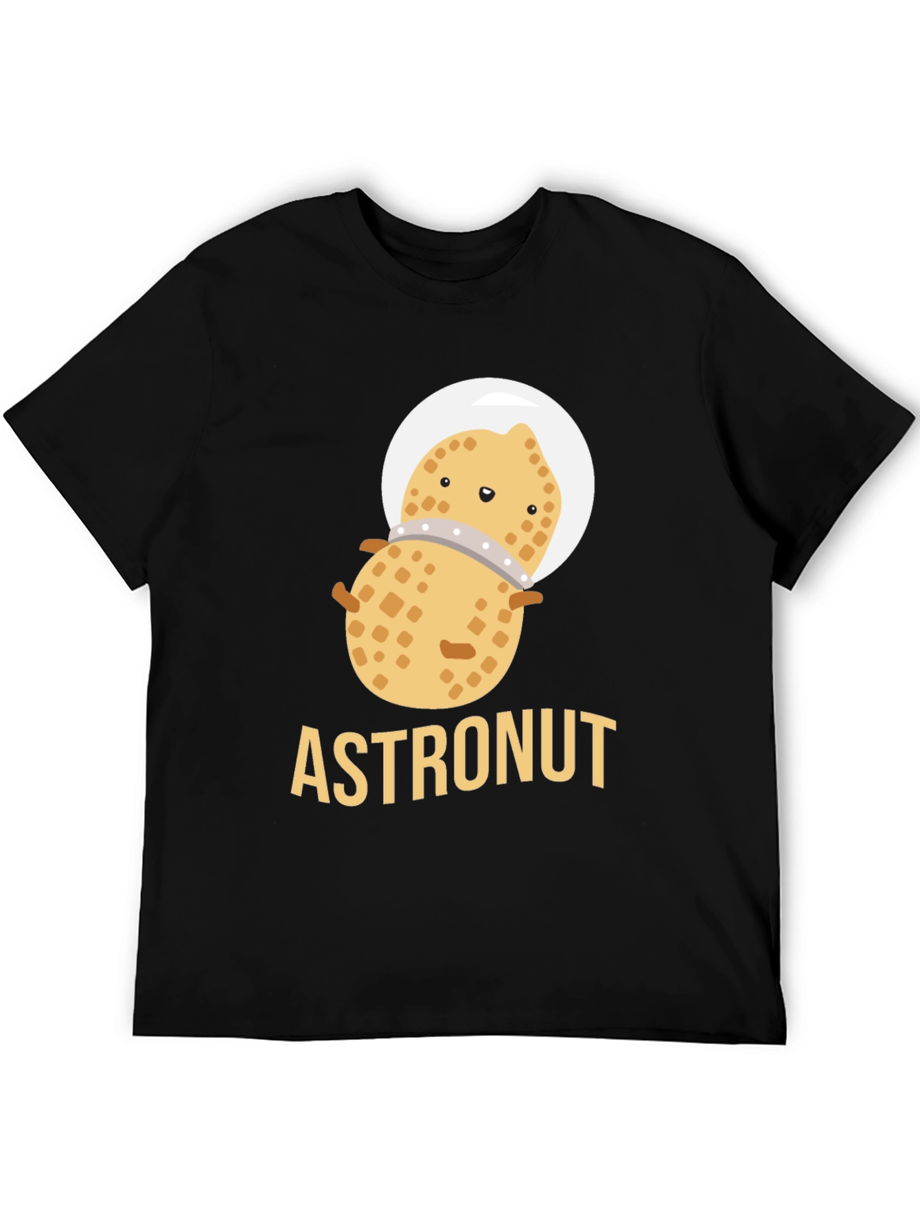 Astronaut Peanut Graphic T-Shirt - Black Cotton Tee