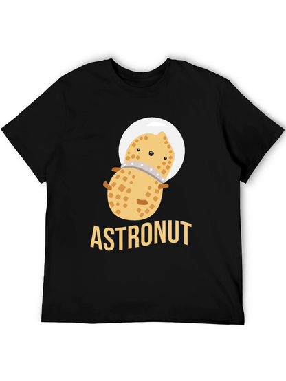 Astronaut Peanut Graphic T-Shirt - Black Cotton Tee