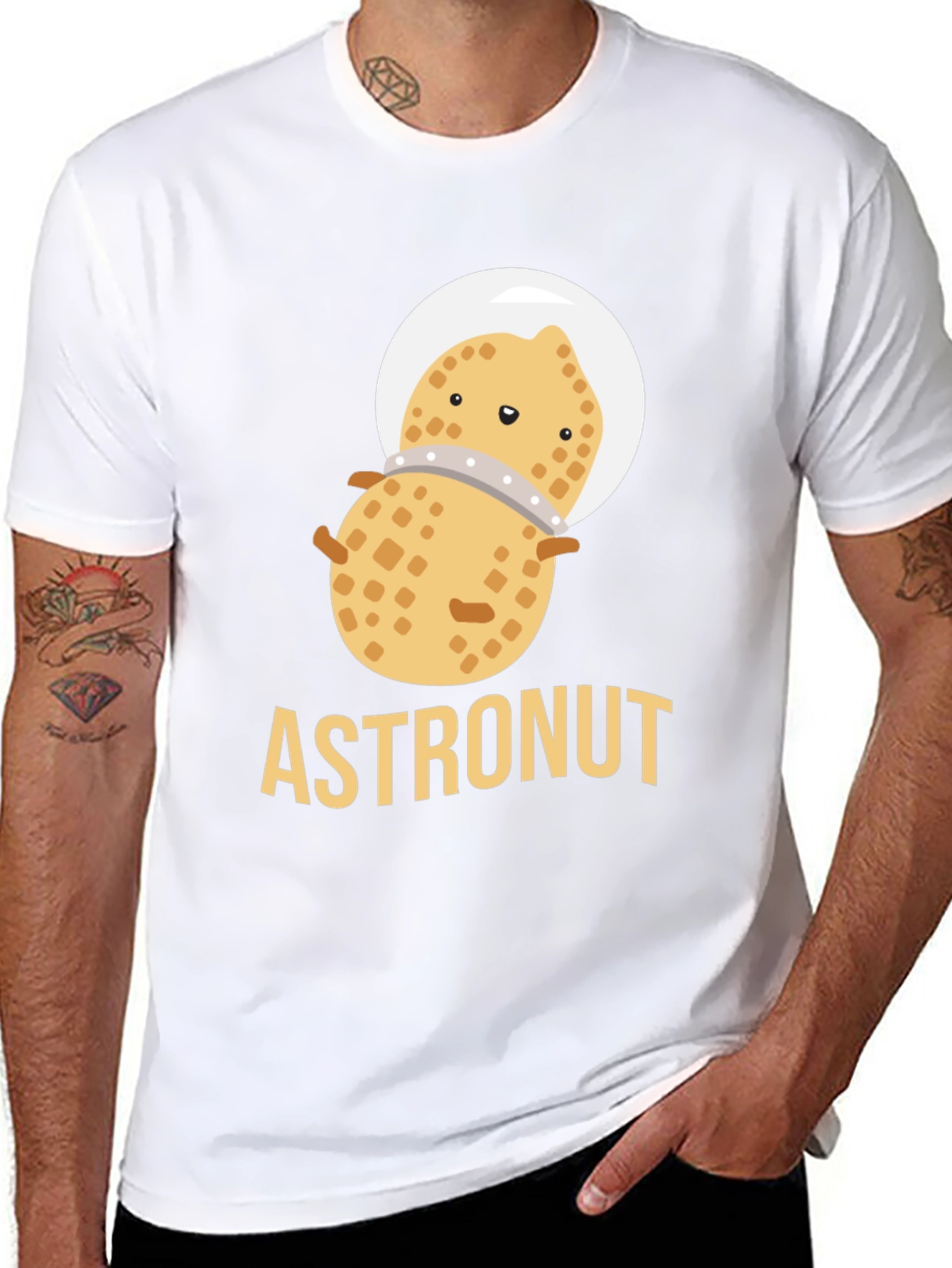 Astronaut Peanut Graphic T-Shirt - Black Cotton Tee
